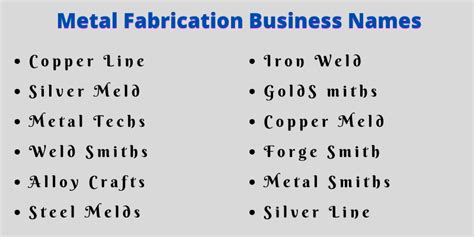 metal fabrication business names|custom made metal fabrication names.